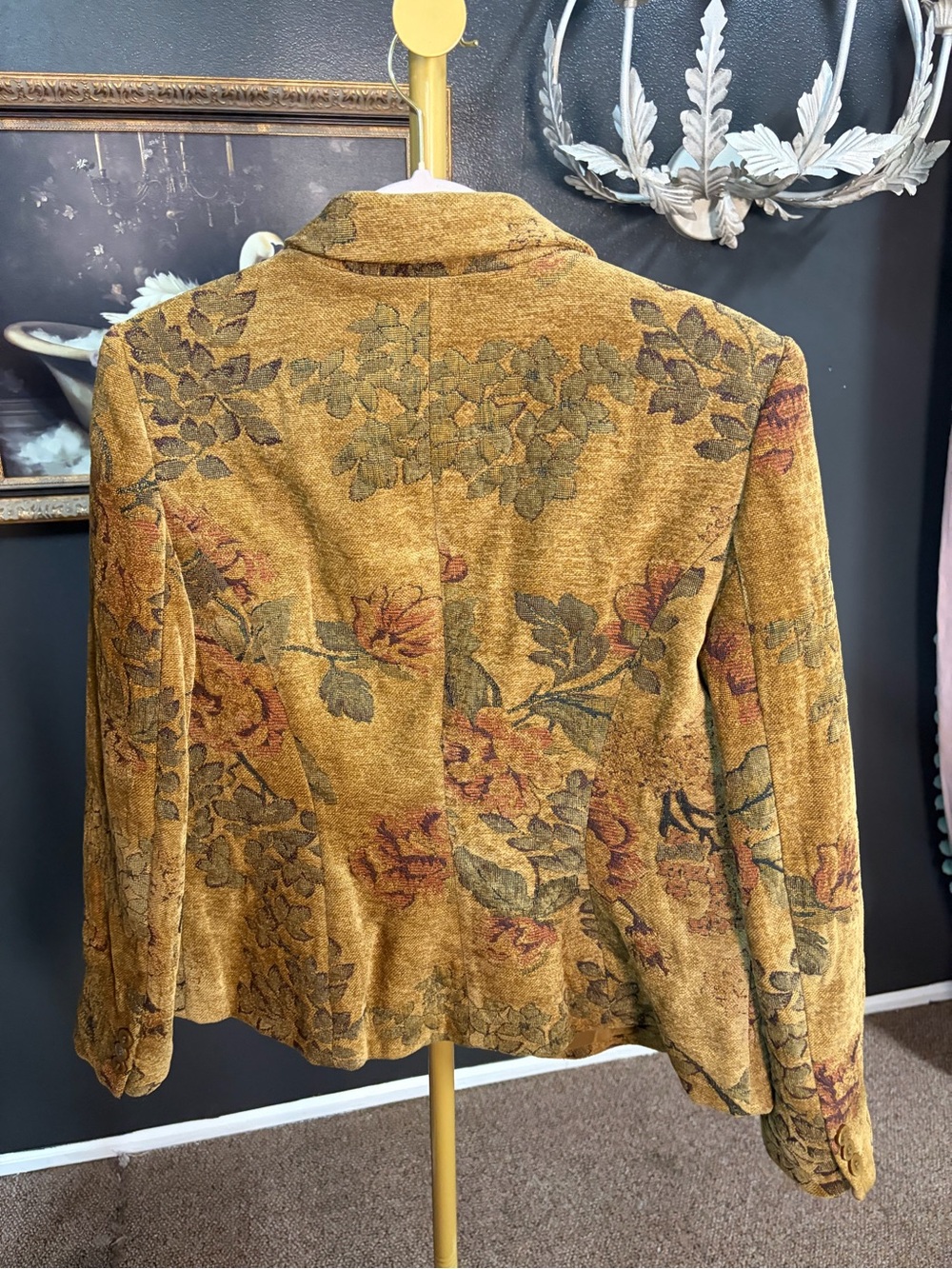 Grace Elements Floral Tapestry Jacket in Mustard - Picture 4 of 4